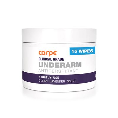 Carpe Clinical Grade Underarm Wipes - New, Unrivaled Antiperspirant Wipes For Armpit Sweat Prevention. Combat Sweat, Block Excessive Sweating, &amp; Help Control Hyperhidrosis.15 Anti Sweat Wipes.
