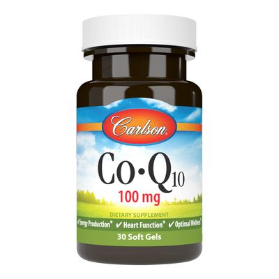Carlson - Co-Q10, Co-Enzyme Q10, 100 mg, Energy Production &amp; Heart Function, 30 Softgels
