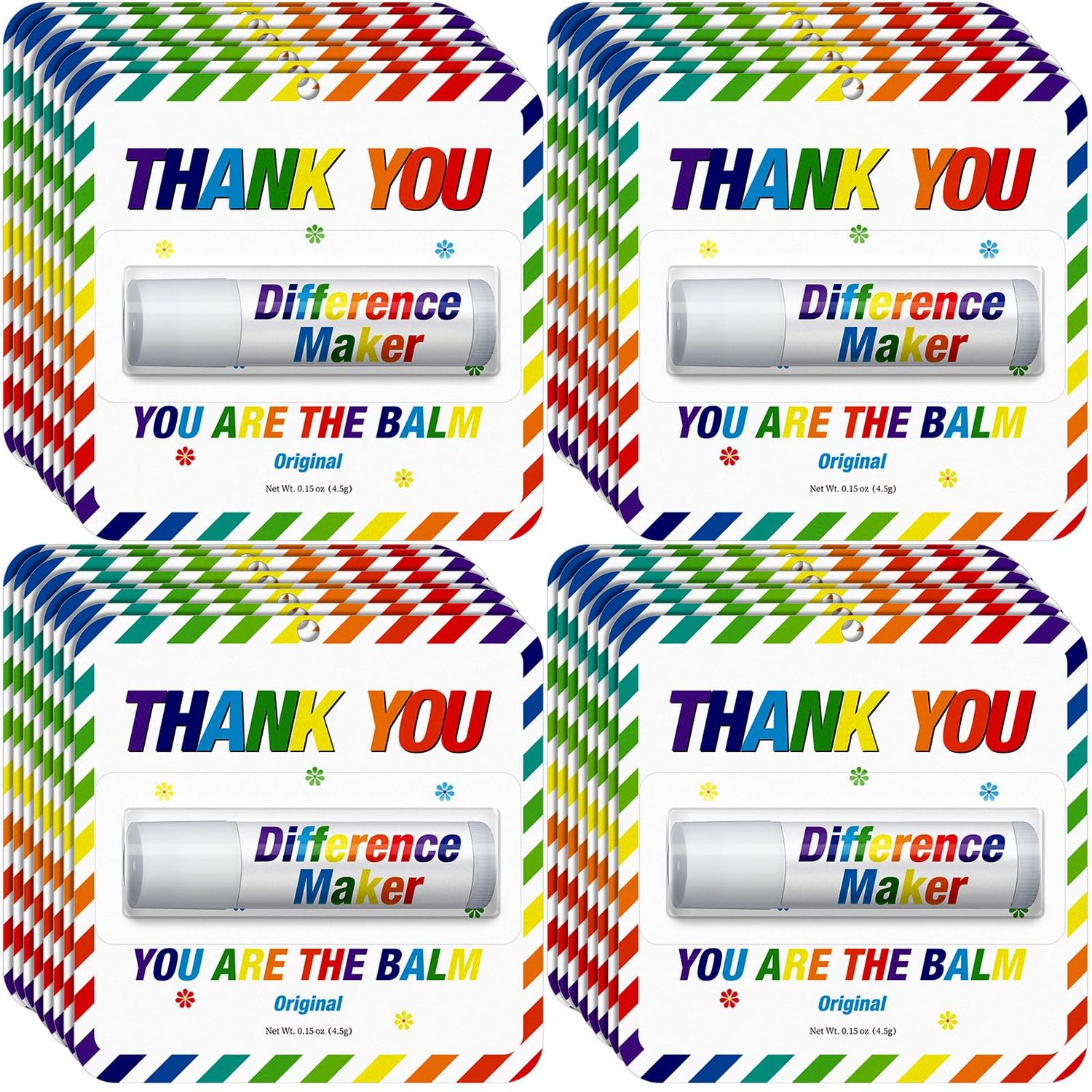 30 Pack Back to School Appreciation Gifts Employee Teacher Lip Balms Bulk Staff Team Thank You Gifts Volunteer Appreciation Summer Party Favor for Women Men Coworker Club You&#39;re the Balm(Rainbow)