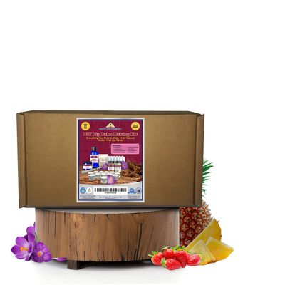DIY Organic Lip Balm Kit For Healthy Lips,(85 Pieces) Makes 24 Homemade Tubes and Balms, Shea Butter, Sweet Almond Oil, Beeswax Pouch, Flavoring, Labels, Moisturizer Gift for Women, Kids &amp; Families