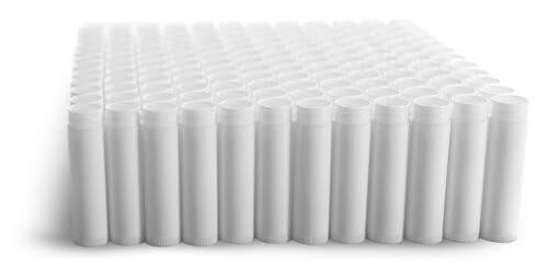 144 White Plastic Empty Lip Balm Tubes with White Friction Fit Caps by SKS Bottle &amp; Packaging, 0.15 oz tubes - Bulk White Lip Balm Containers for DIY Lip Care, Lip Balm Making, and Lip Balm Crafting