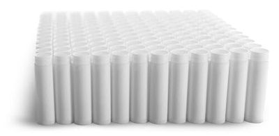 144 White Plastic Empty Lip Balm Tubes with White Friction Fit Caps by SKS Bottle &amp; Packaging, 0.15 oz tubes - Bulk White Lip Balm Containers for DIY Lip Care, Lip Balm Making, and Lip Balm Crafting
