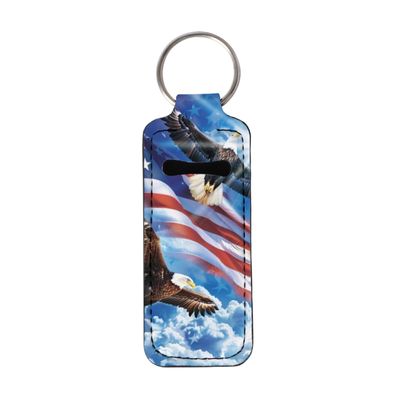 Baxinh Eagle Printed Lip Balm Holder Keychain, American Flag Clip-on Chapstick Holder Keychain for Lip Balm, Lip Gloss, Listick, Lipsstick Holder Keychain, Travel Accessories, 1 Pack