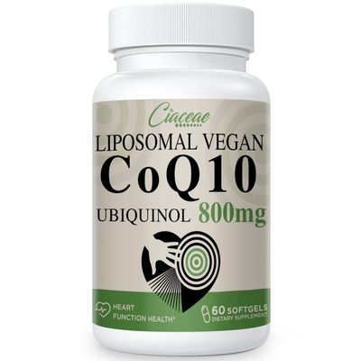 Liposomal CoQ10 800mg Ubiquinol Softgel, Max Absorption Ubiquinol Coenzyme Q10, Ubiquinol CoQ10 Supplement for Antioxidant, Heart Function &amp; Energy Production, Pure CoQ10 800mg, 60 Vegan Softgels