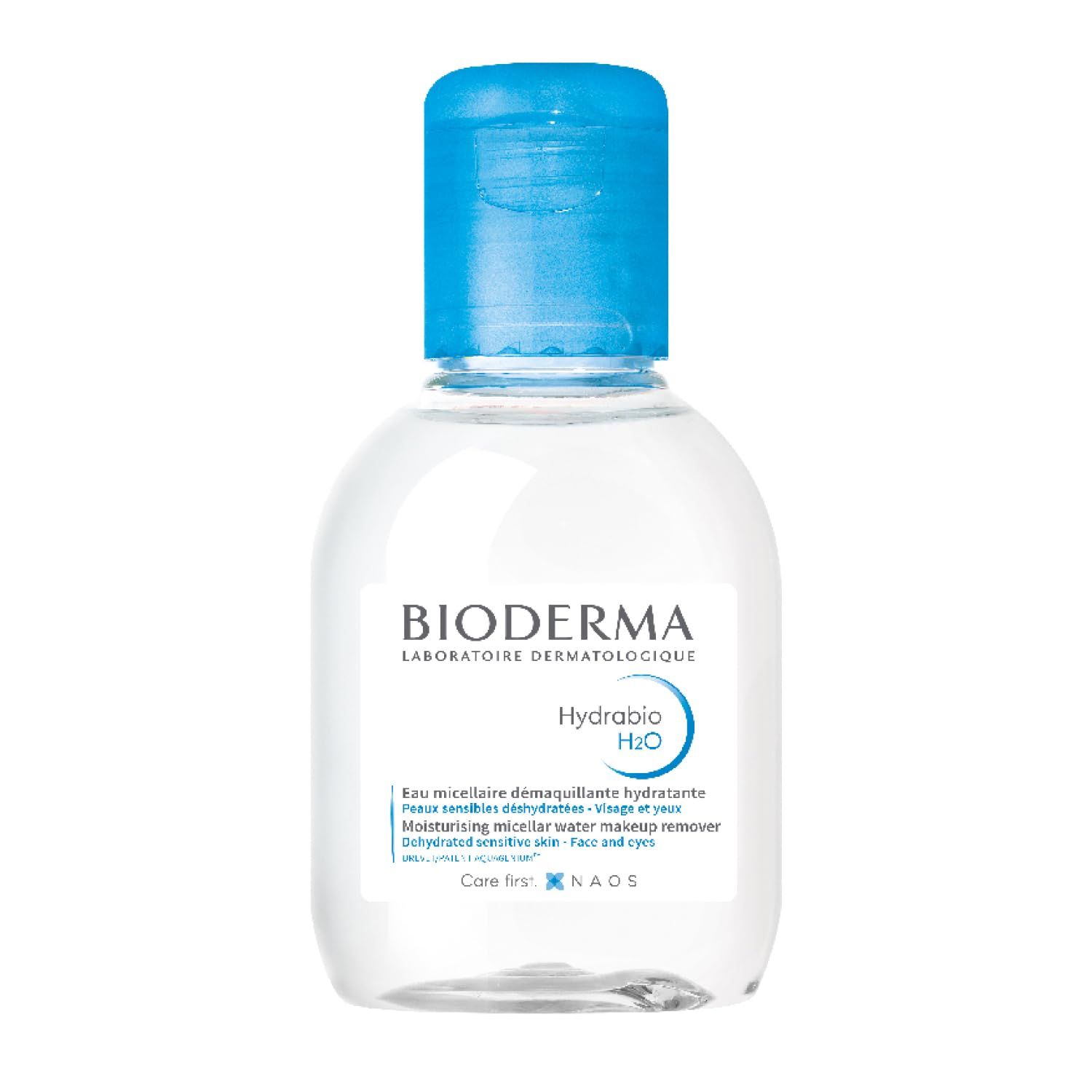 Bioderma Hydrabio H2O Micellar Water, Travel Size, Cleansing and Makeup Removing Gentle Face Cleanser for Dehydrated Sensitive Skin, 3.3 Fl oz