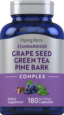 Piping Rock Grape Seed, Green Tea &amp; Pine Bark Complex | 180 Capsules | Standardized Extract | Non GMO, Gluten Free Supplement