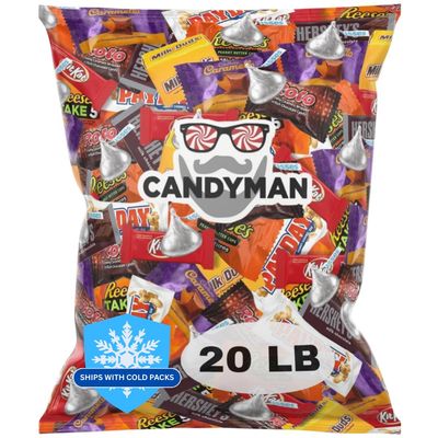CANDYMAN 20 Pound Gift Box Mix of Chocolate, Individually Wrapped Assorted Bulk Candy Chocolates Variety Pack, Perfect for Holiday Candies, Chocolate Summer Candy Bulk