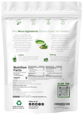 Micro Ingredients Organic Matcha Green Tea Powder, 2 lb | First Harvest, Culinary Grade from Japan | 100 Pure & Unflavored | Great for Tea, Latte & Smoothies | Non-GMO, 0 Calories, Eco-Friendly Pac...