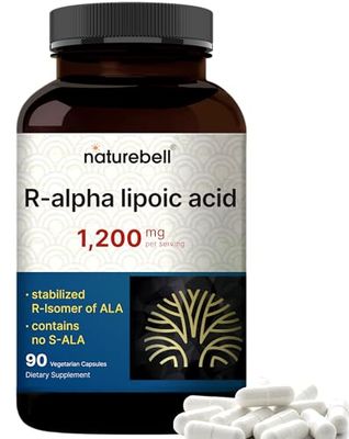 NatureBell R-Alpha Lipoic Acid, 1,200mg, 90 Veggie Capsules | Pure Stabilized R-ALA Only | High Absorption &amp; Antioxidant Support | No S-ALA | Non-GMO, Gluten-Free