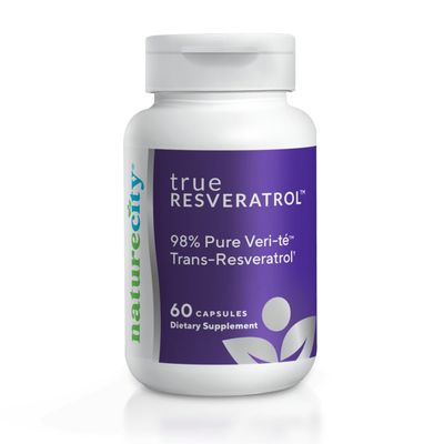 NatureCity TrueResveratrol 75mg Trans Resveratrol Supplement of 98 Pure Veri-te | Anti Aging Antioxidants Supplement for Cardiovascular, Immune, Bone, and Cognitive Support | 60 Veggie Capsules