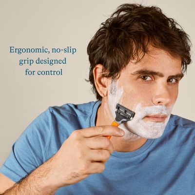 Harry's Shaving Kit for Men - Razor Handle, 15 Razor Blade Refills, and Travel Blade Cover - Orange