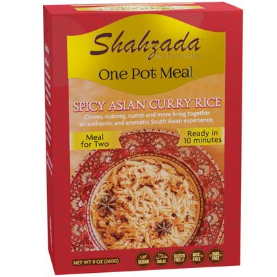 Shahzada One Pot Solutions - Ready to Cook, Meal Kit Spicy - Asian Curry Rice: Quick-Cook, Authentic Basmati Rice, MSG-Free, Gluten-Free, GMO-Free, Vegan &amp; Halal - Delicious Meal for Two - 09oz - R...