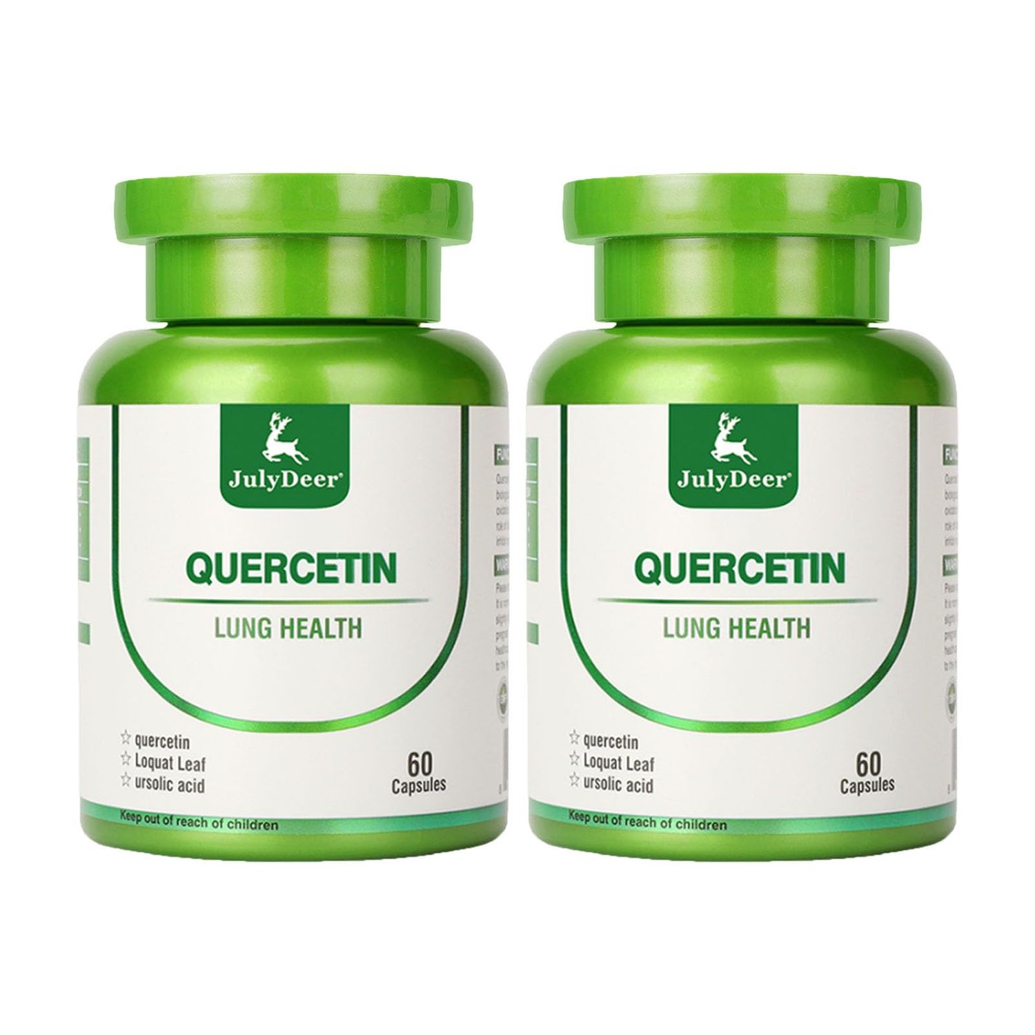 JulyDeer Quercetin 400 mg with Loquat Leaf Extract, Ursolic Acid 120 Capsules, Healthy Immune Support Supplements, High Bioavailable Flavonoids, Natural Antioxidant - Non-GMO, No Gluten - 2 btls
