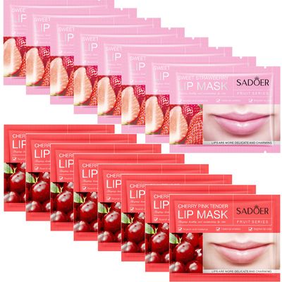 30 PCS Moisturizing Lip Mask Cherry Strawberry Crystal Lip Care Gel Pads Mask for Moisturizing, Lip Patches Smoothing Exquisite Remove Dead Skin Sleepover Party Makeup Party Supplies