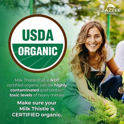 Zazzee USDA Organic Milk Thistle 30:1 Extract, 7500 mg Strength, 120 Vegan Capsules, 80 Silymarin Flavonoids, Standardized and Concentrated 30X Extract, 100 Vegetarian, All-Natural and Non-GMO