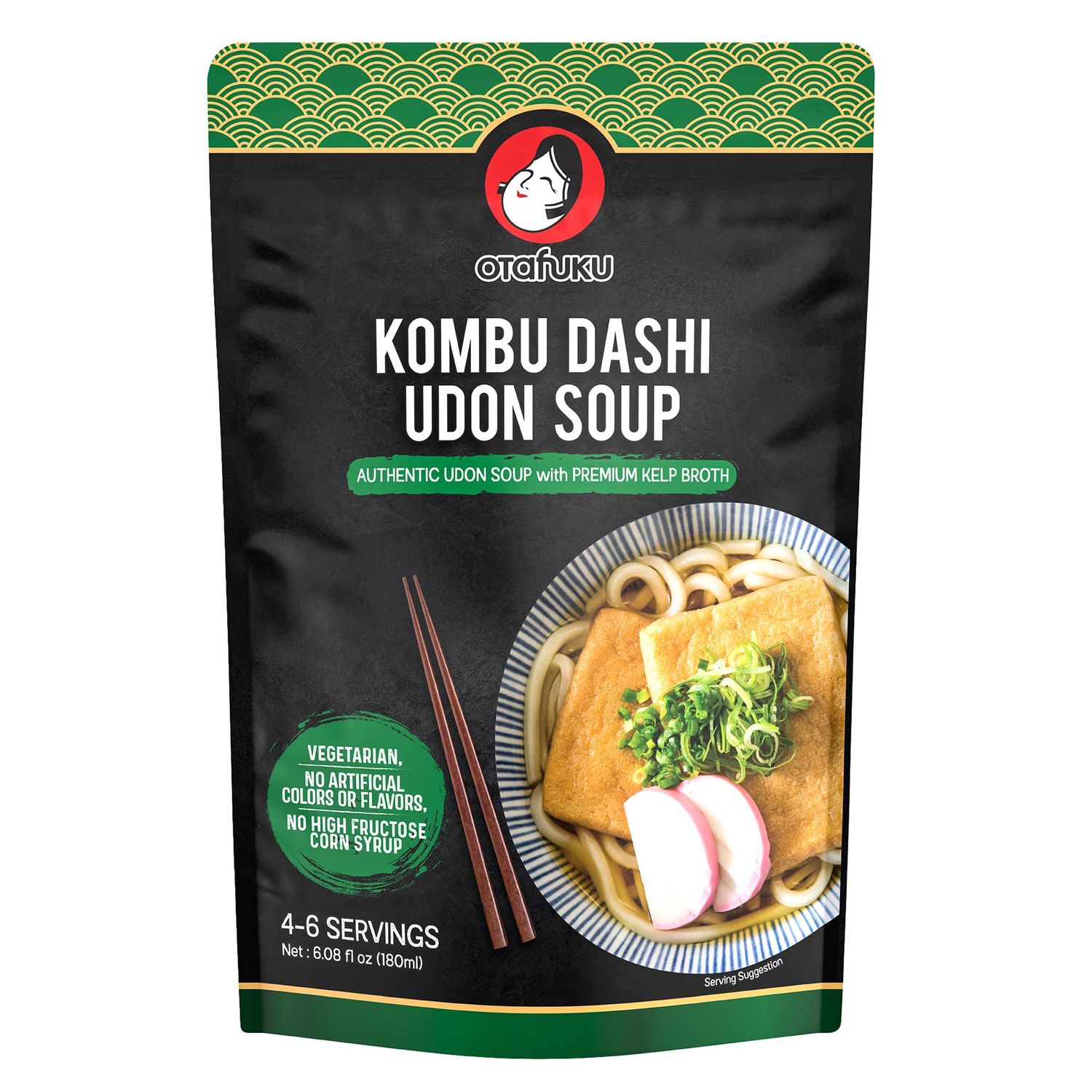 Otafuku Kombu Dashi Udon Soup - Japanese Udon Noodle Kelp Broth, Vegetarian - 6.08 fl oz
