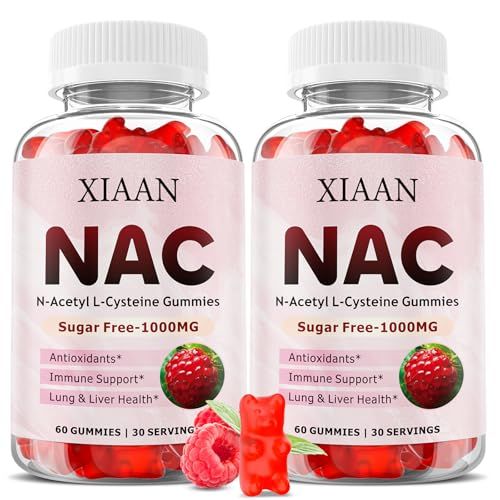 XIAAN NAC Gummies for Kids &amp; Adults, N Acetyl Cysteine 1000mg NAC Supplement for Antioxidants &amp; Immune Support, Lung &amp; Liver Health, Raspberry Flavor 120 Count