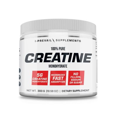 I-Prevail Supplements 100 Pure Creatine Monohydrate Powder Micronized - No Fillers - No Sodium - No Sugar | 5 Grams per Serving | 300 Grams - 60 Servings