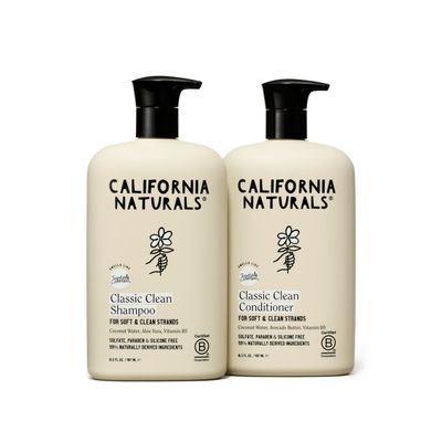 California Naturals Coconut Shampoo &amp; Conditioner, Natural, Vegan, Cruelty, Silicone, Paraben, and Sulfate Free Shampoo, All Hair Types, 16.5 Fl Oz (Pack of 2), Classic Clean Coconut