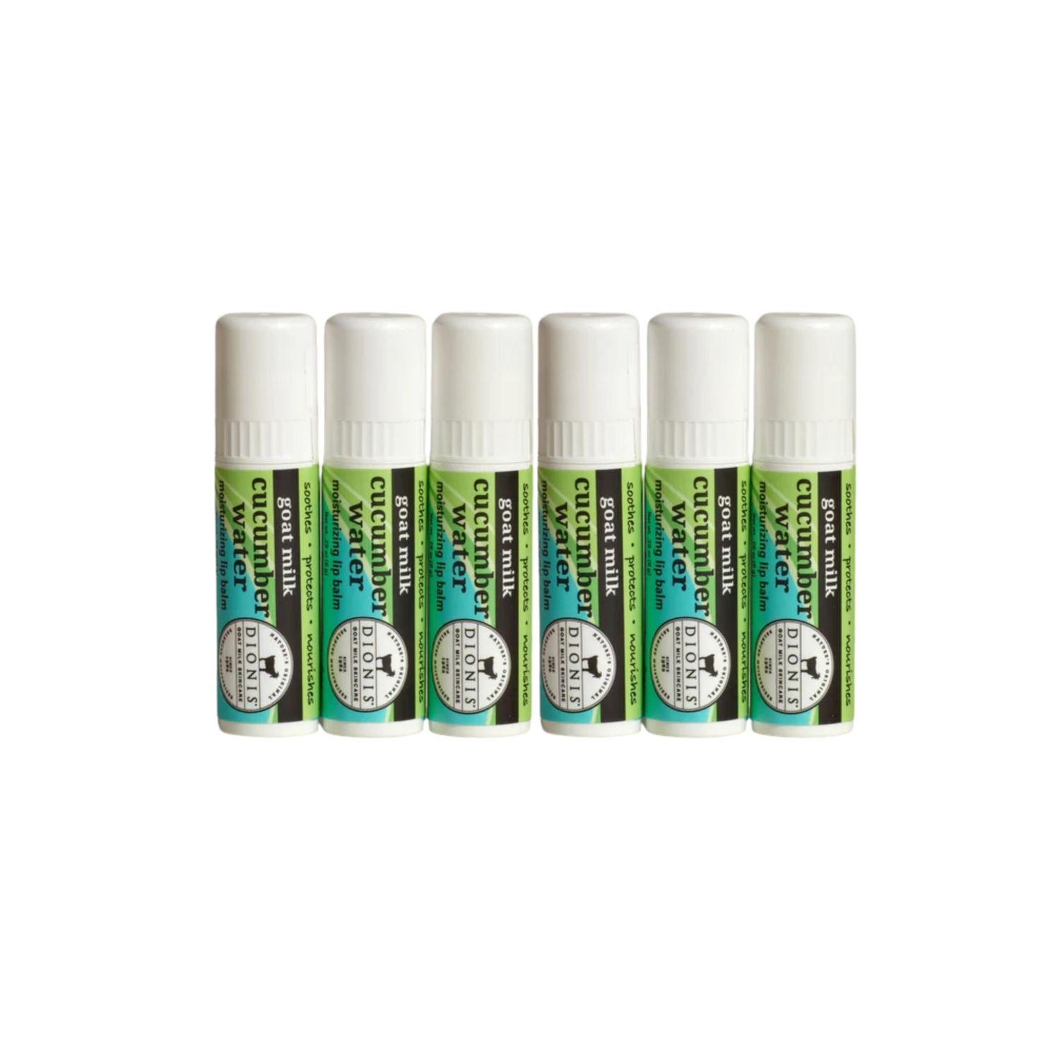 Dionis Goat Milk Skincare Scented Lip Balm, Beeswax, Shea Butter &amp; Coconut Oil Self Care Made in The USA, Cruelty Free, Paraben Free Hydrating Moisturizer for Chapped Lips, Cucumber Water, 0.28oz, 6pk