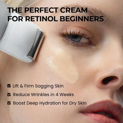 SKIN&LAB Retinol Lifting Roller Cream with Massage applicator, Vegan Anti Aging Face and Neck Cream for Reduce Wrinkles and Fine Line, For Face, Neck, Dcollet Wrinkle Care, 1.69 fl. oz.