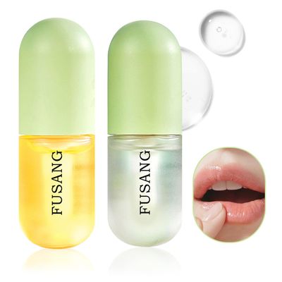 2PCS Lip Plumper,Moisturizing Lip Plumper Gloss Lip Care Serum,Hydrating Plump Gloss Lip Enhancer Reduce Fine Lines,Softer Fuller Lip Plumping Balm Day &amp; Night Use Lip Mask Set