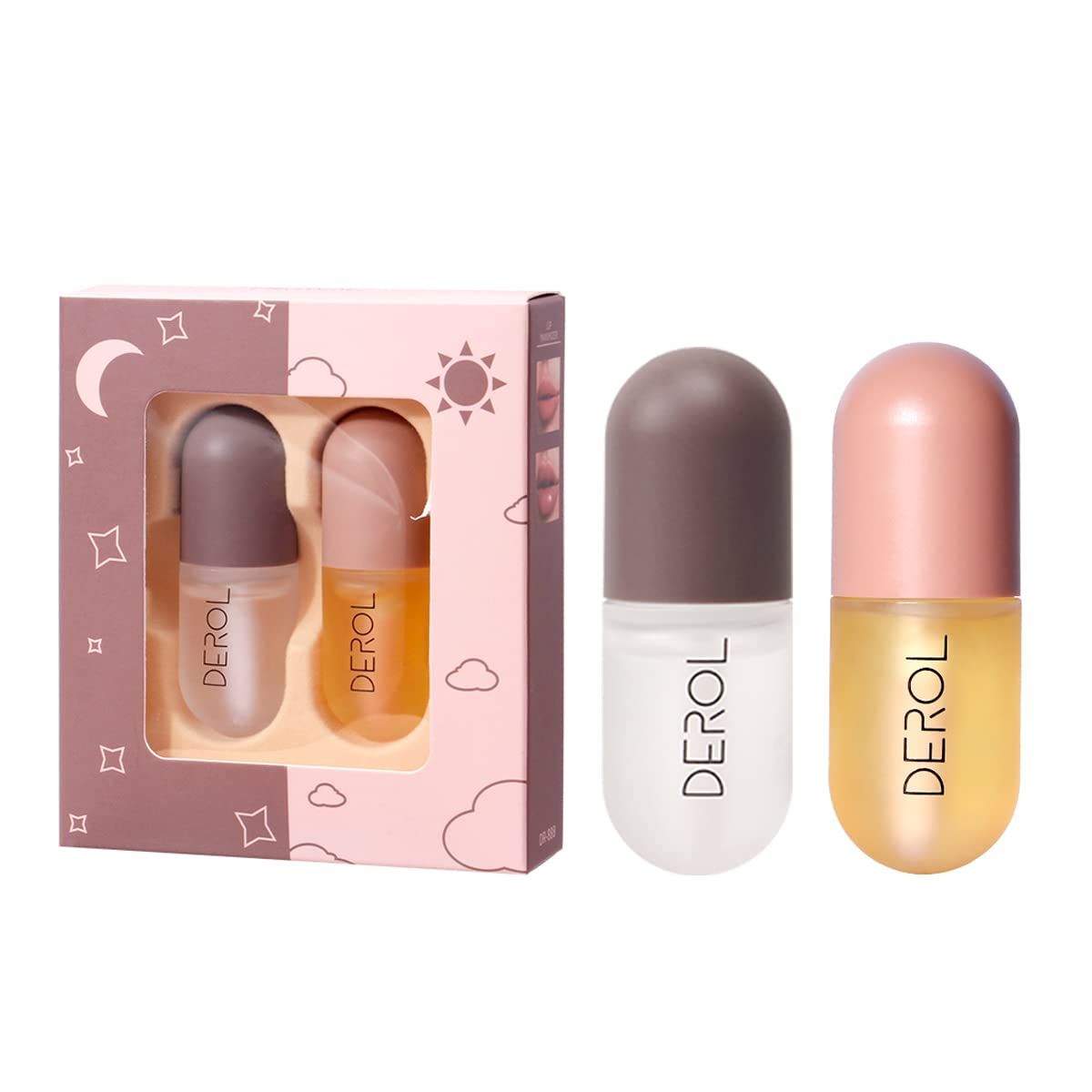 Lip Plumper, Natural Lip Plumper and Lip Care Serum, Lip Enhancer, Lip Gloss, Make Lips Fuller and Hydrating, Lip Mask for Day &amp;Night Use Set(2PCS)
