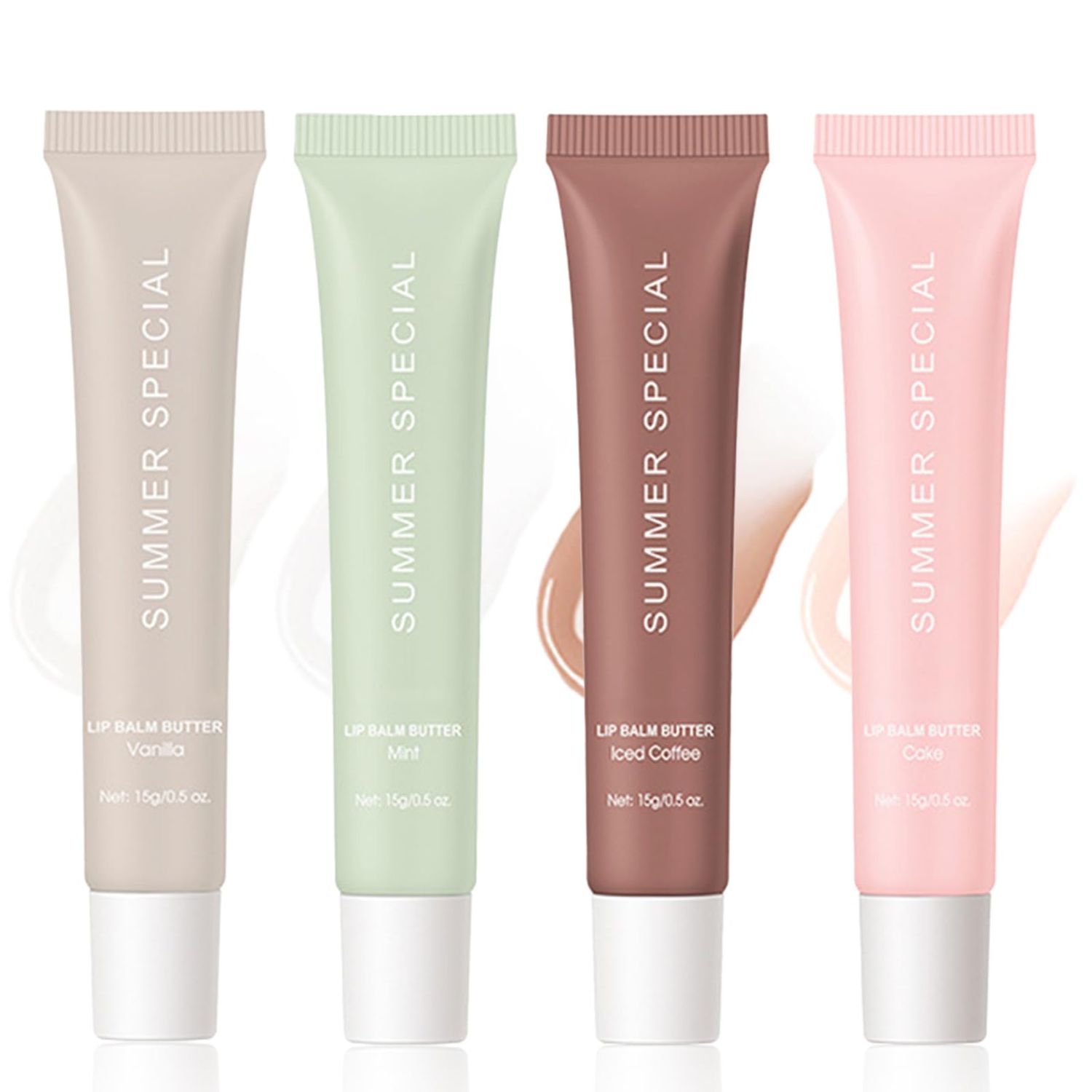 4 Pcs Summer Special Lip Butter Balm Set, Special Lip Balm, With Natural Ingredients of Shea Butter &amp; OliveButter, Long-Lasting Hydrating Non-Sticky Lip Balm, Soothes And Softens Dry Lips
