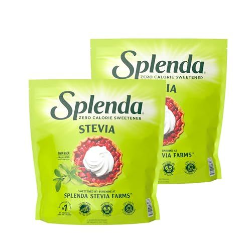 SPLENDA Stevia Zero Calorie Sweetener for Baking, Plant Based Sugar Substitute Granulated Powder, Resealable Twin Pack Bags, 25.22 Ounce (Each Pouch: 12.61 oz)