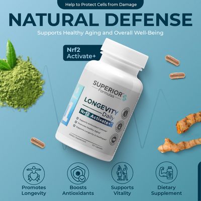 Superior Formulas Nrf2 Activator Supplement - Antioxidant Support for Cellular Health, Healthspan, and Longevity - Helps Reduce Oxidative Stress - 60 Capsules - Made in USA, Non-GMO