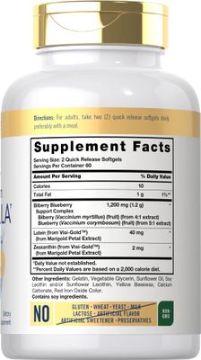 Carlyle Eye Health Supplement | 120 Softgels | with Lutein 40mg, Zeaxanthin, Bilberry and Blueberry | Broad Spectrum Eye Support Vitamins | Non-GMO, Gluten Free Formula