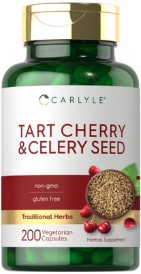 Carlyle Tart Cherry and Celery Seed Supplement | 200 Capsules | Vegetarian, Non-GMO, and Gluten Free