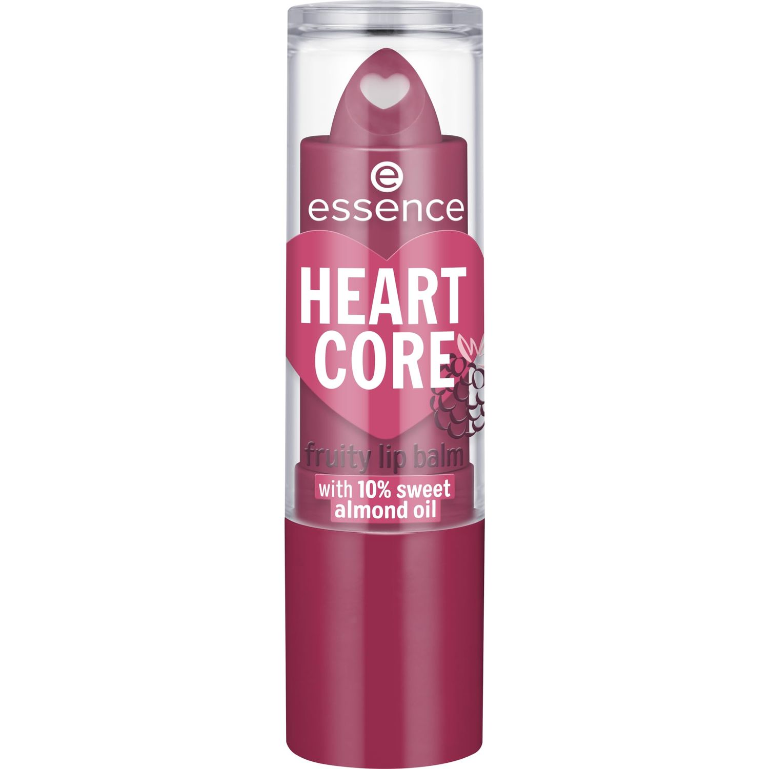 Essence Heart Core Fruity Lip Balm, Color 05 - Bold Blackberry, 1 unit