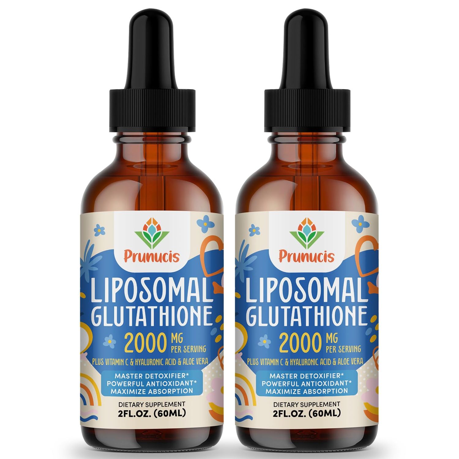 Prunucis 2000MG Liposomal Glutathione Liquid, 98 Absorption, Glutathione Liquid Supplement, Active Form L- Glutathione, Powerful Antioxidant Complex for Immune System, Aging Defense, Detox, 4 FL.OZ