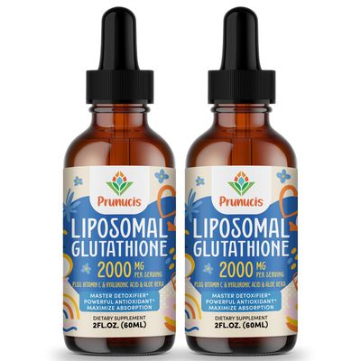 Prunucis 2000MG Liposomal Glutathione Liquid, 98 Absorption, Glutathione Liquid Supplement, Active Form L- Glutathione, Powerful Antioxidant Complex for Immune System, Aging Defense, Detox, 4 FL.OZ