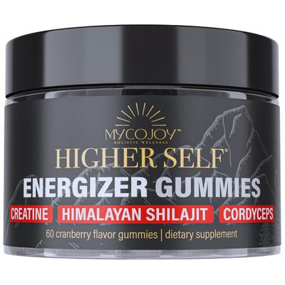 Higher SELF Energizer Gummies Triple-Action ATP Booster with Shilajit, Cordyceps, and Creatine for Enhanced Energy, Stamina, and Performance | 60 Gummies | Sugar-Free | Cranberry Flavor