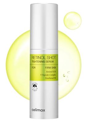 celimax The Vita A Retinol Shot Tightening Serum | with Pure Vitamin A Retinol, Peptide, Pore Minimizer, Wrinkles &amp; Fine Lines, Firmer Skin, Anti-Aging, Skin Smoothing 30ml