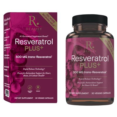 Reserveage Beauty Resveratrol Plus 500 mg - Rapid-Release Resveratrol Capsules with Quercetin for Immune System, Brain Health &amp; Cellular Health - Gluten-Free &amp; Vegan - 30 Veggie Capsules