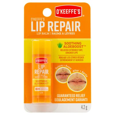 O&#39;Keeffe&#39;s Lip Repair 8 Hour Hydration, Soothing Aloeboost, Citrus Infused, Lip Balm for Dry Cracked Lips, Stick, 0.15 oz / 4.2 g, (Pack of 1), K1900002
