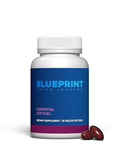 Blueprint Bryan Johnson Essential Softgel Supplement - Lutein, Zeaxanthin, Lycopene, Vitamin K1 &amp; K2 MK-7 &amp; MK-4 - Optimal Vision, Bone Support - Vegan, All Ages (30 Servings)