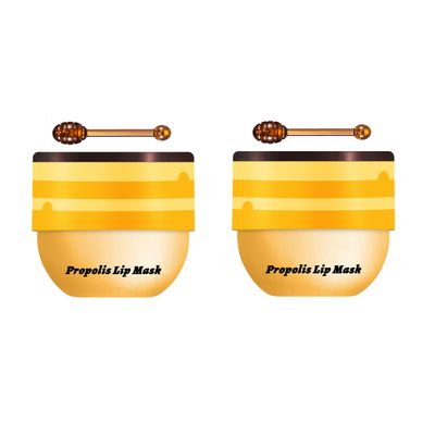 2Pcs Honey Pot Bee Lip Balm With Spoon - Overnight 24HR Repair Sleeping Mask - Exfoliator Moisturizing for Dry &amp; Chapped Lips - Reduces Lines