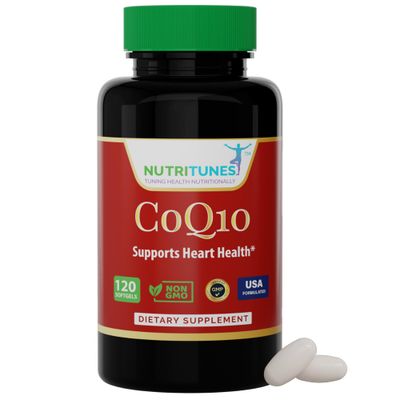 Nutritunes CoQ10 100mg Softgels - High Absorption Antioxidant Supplement for Heart Health, Energy Production, and Cellular Support - Non-GMO, Gluten-Free - 120 Softgels, 4-Month Supply