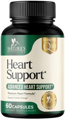 Heart Supplements for Men &amp; Women 1650mg - CoQ10 and Antioxidants for Heart Health &amp; Nitric Oxide Support - Hawthorn, Plant Sterol &amp; More Vitamins to Support Energy Production, Non-GMO - 60 Capsules
