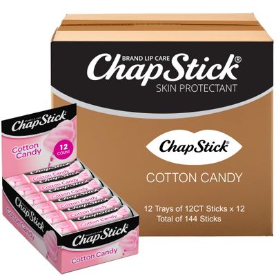 ChapStick Bulk Lip Balm, Cotton Candy 144-Count - Lip Moisturizer for Dry Lips, 0.15 Oz Ea