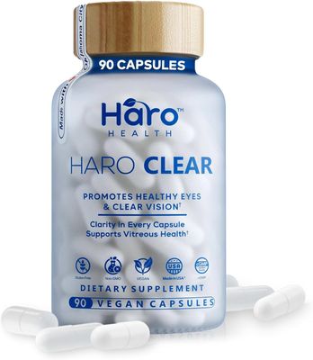 HARO Clear AREDS 2 Eye Vitamins with Lutein and Zeaxanthin for Dry Eyes, Screen Strain &amp; Degeneration, Advanced Macular Support and Vision Supplements for Adults &amp; Seniors, 90 Vegan Capsules