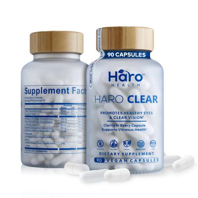 HARO Clear AREDS 2 Eye Vitamins with Lutein and Zeaxanthin for Dry Eyes, Screen Strain & Degeneration, Advanced Macular Support and Vision Supplements for Adults & Seniors, 90 Vegan Capsules