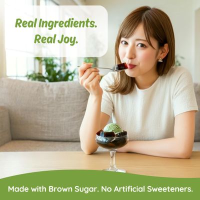 HeySweet Green Tea Jelly - Vegan, Dye-Free Asian Konjac Jelly with Brown Sugar & Real Green Tea | Jel Dessert & Topping for Iced Tea, Latte, Ice Cream | Halal, Gluten-Free | 9 oz, 8 Servings