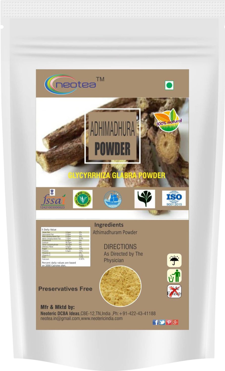 neotea Abrus Prectorius Athimadhuram Licorice Liquorice Powder 300 gm Pack of 1