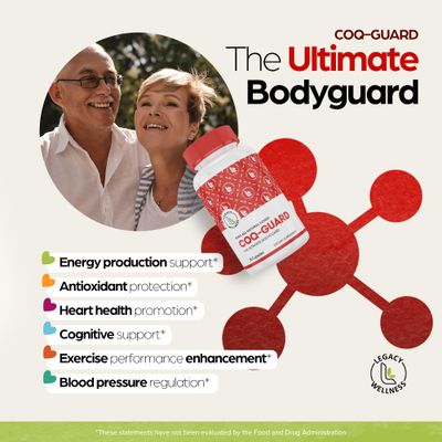 Legacy Wellness CoQ-GUARD CoQ10 200mg - Natural High Potency CoQ10 Supplement for Energy, Heart, Antioxidant &amp; Cellular Support - High Potency Co Q 10 Ubiquinone for Overall Wellness - Non-GMO 30 Caps