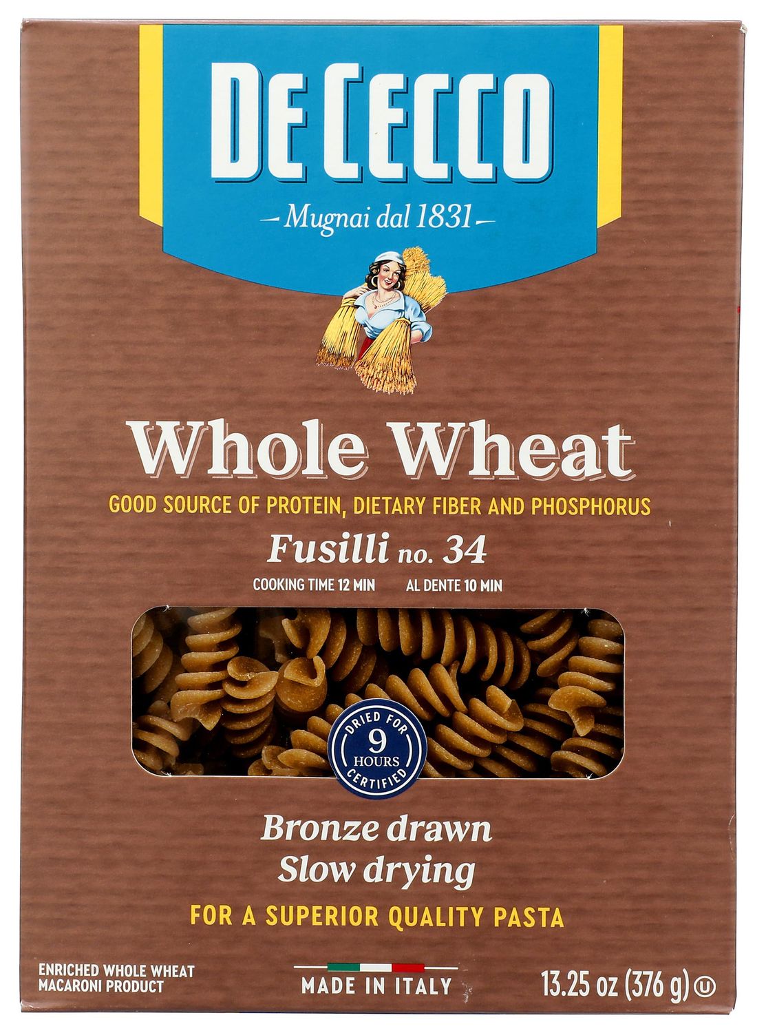De Cecco Pasta Fusilli Whole Wheat, 13.25 oz